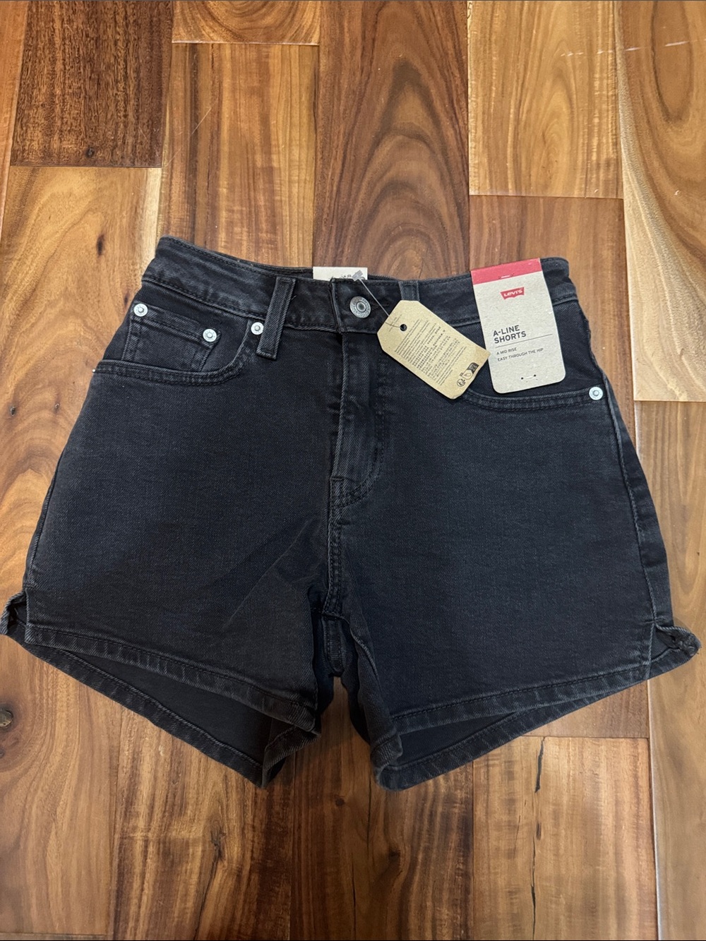 Levi's Black High-Rise A-Line Jean Shorts